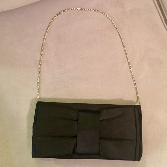 Lulu Townsend Black Satin Clutch with Large Bow - Picture 4 of 7
